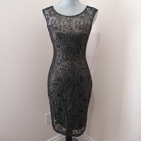 🇨🇦 Black & Gold LeChateau Sheath Dress-- NWT and Made in Canada! - Picture 2 of 11